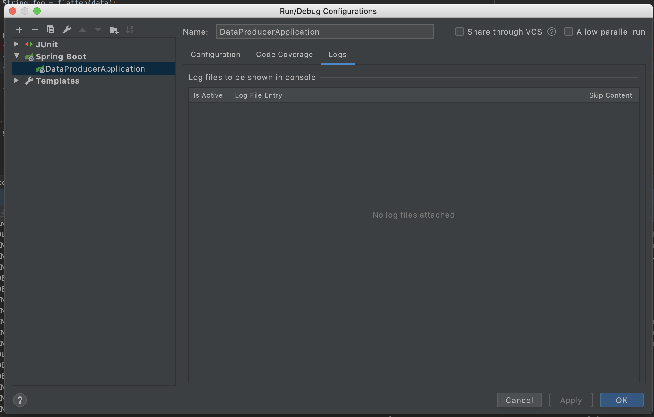 Run/Debug Configurations Log Tab will not allow configuration – IDEs  Support (IntelliJ Platform) | JetBrains